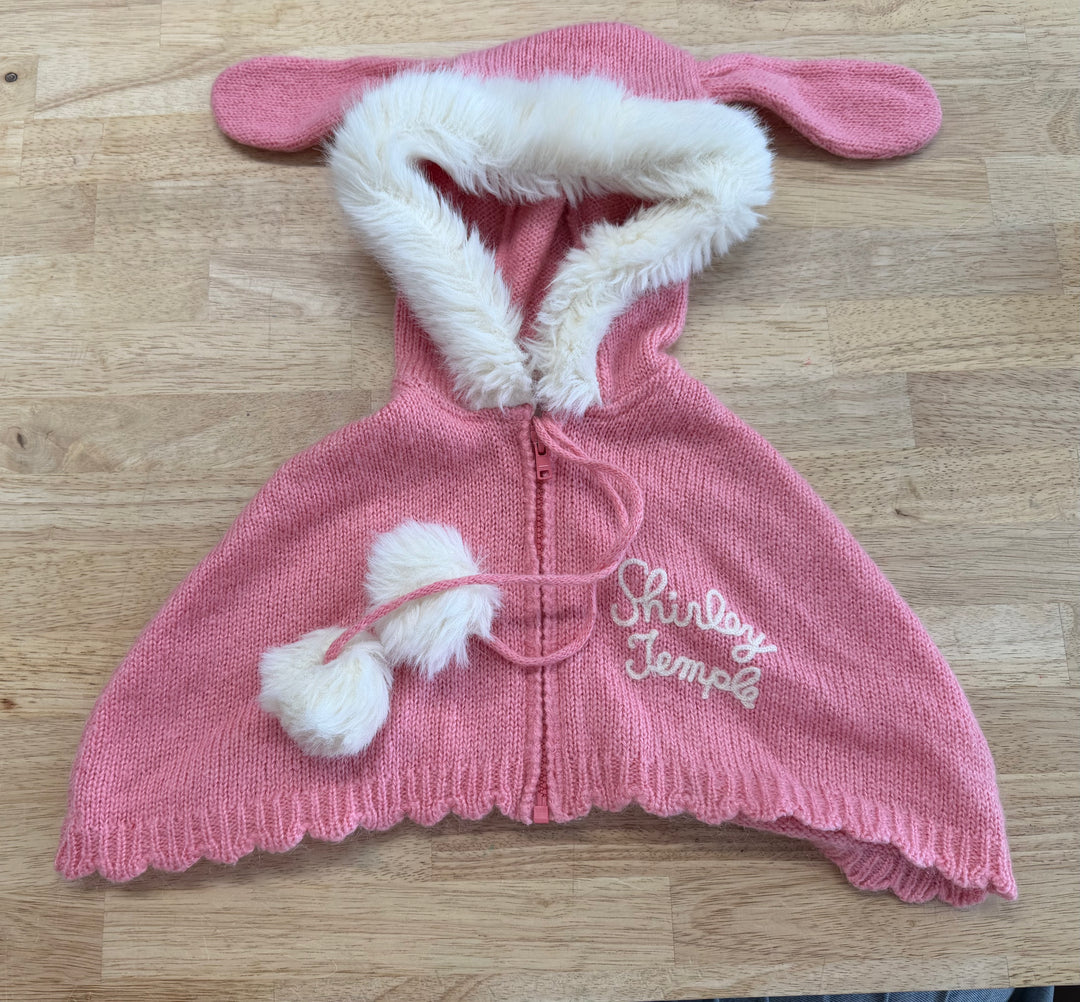 Shirley Temple Knit Poncho – Est. 2/3Y | Faux Fur Hood Crop