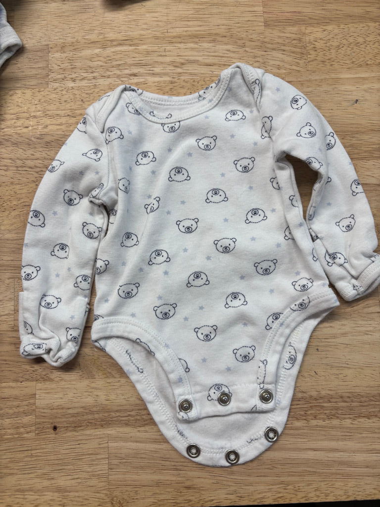 Carters White Bear Face Bodysuit Newborn