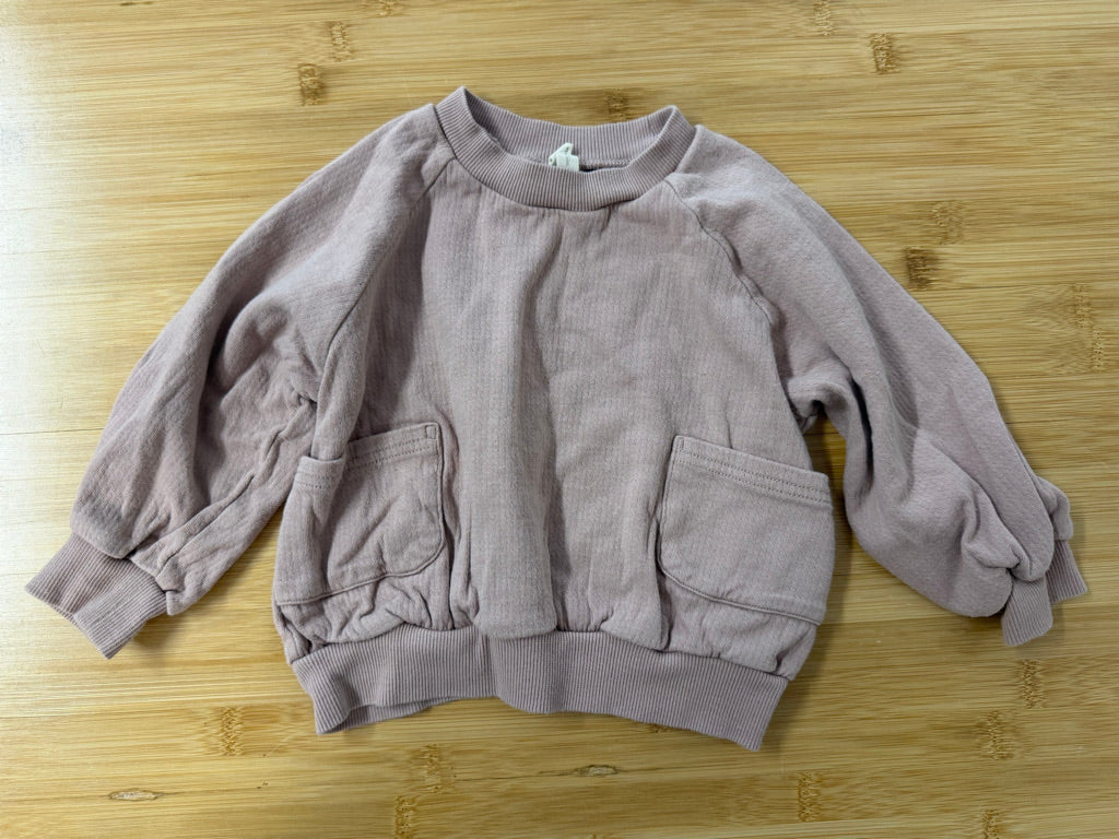 Quincy Mae Sweatshirt – 18–24M | Dusty Pink Heavyweight Front Pocket