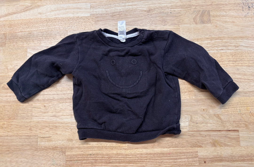 The Littles Organic Black Smiley Pullover 12-18M