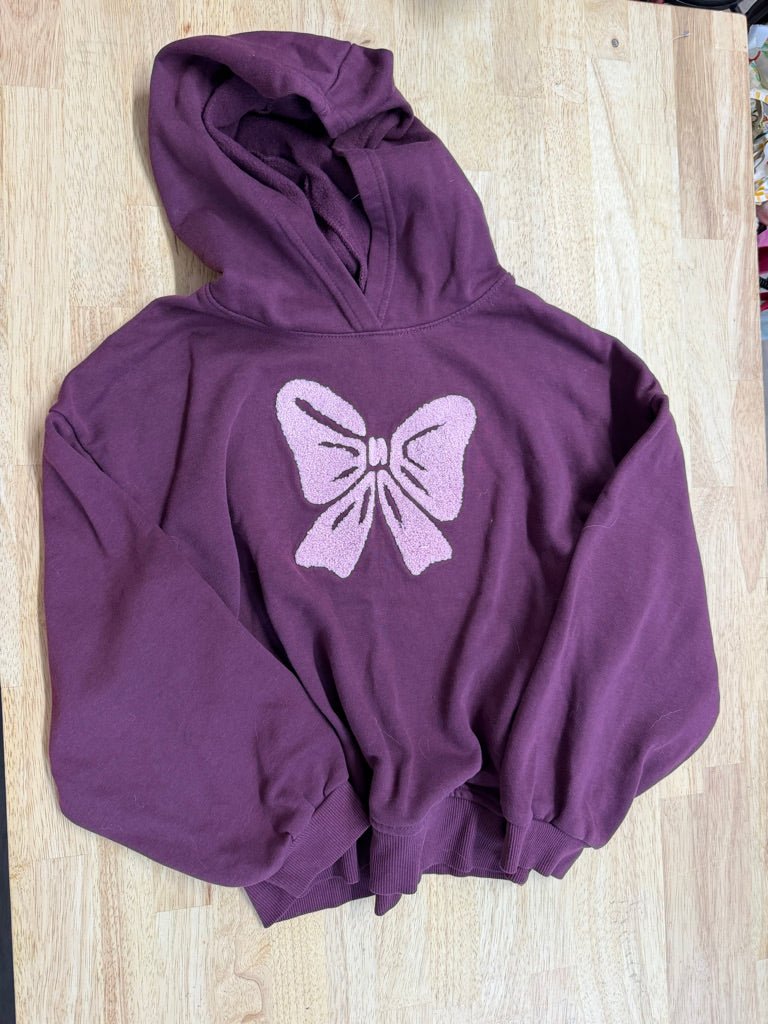 George Hoodie – 10-12 Years | Eggplant Purple | Sherpa Fleece with Bow - Nest and Sprout-Consignment