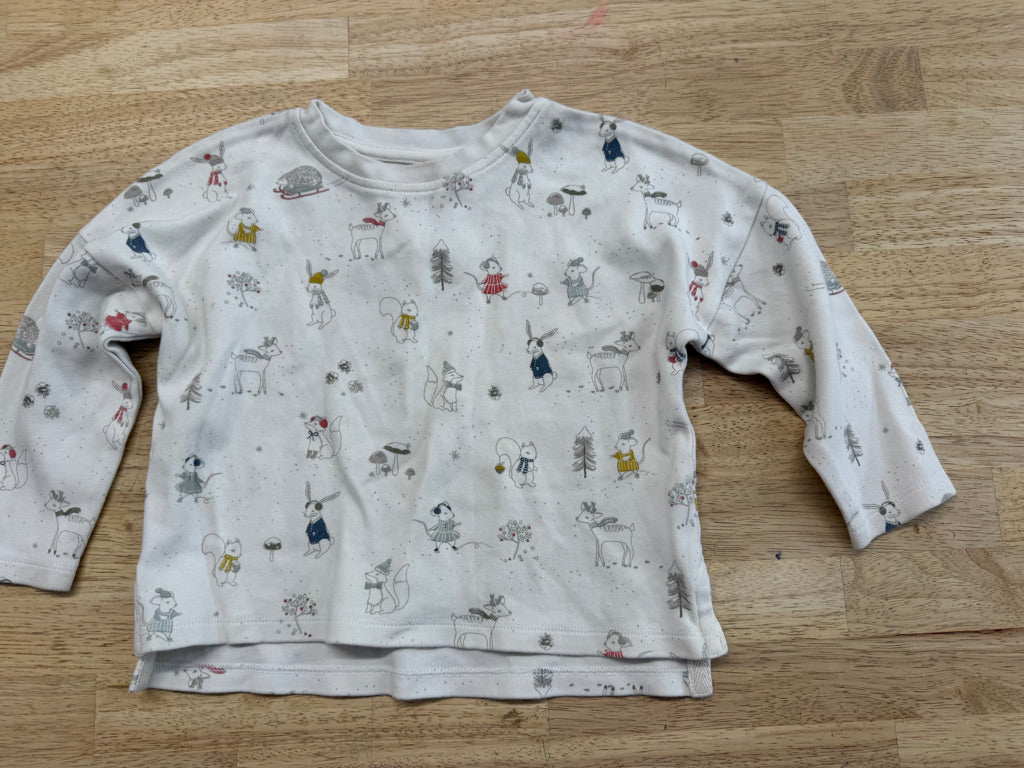 Pehr Long Sleeve Top – 2T | Cream | Squirrel Holiday Print