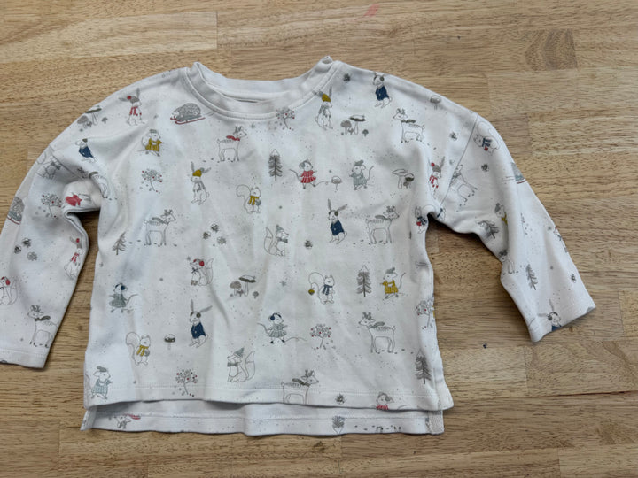 Pehr Long Sleeve Top – 2T | Cream | Squirrel Holiday Print