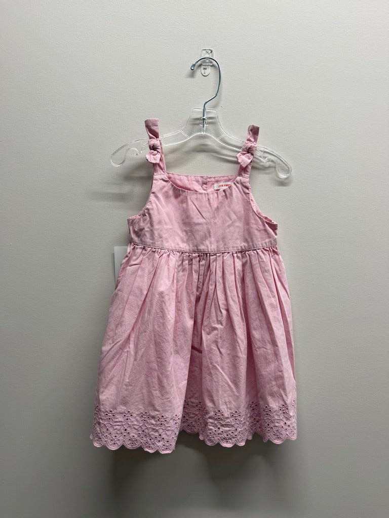 Joe Fresh Lace Scallop Tank Dress – 18–24M | Pink Tie Style Open-Work - Nest and Sprout-Consignment