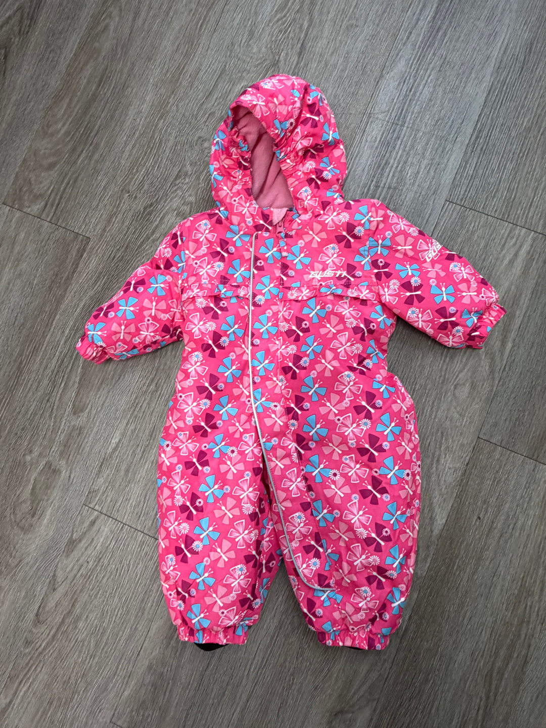 Gusti Butterfly Snow Suit – 6M | Pink Footless No Fold-Over Hands One Zipper Excellent
