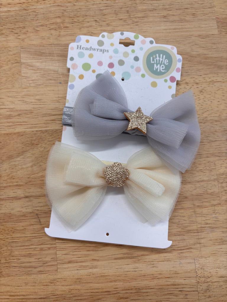 Little Me Headwrap Set – Silver & Cream (New in Package)