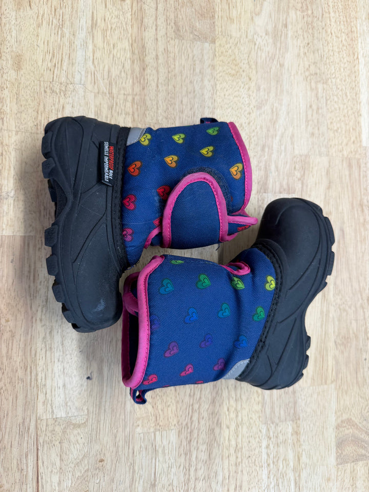 Rainbow Heart Galosh Winter Boots – 7 (EU 23) | Black Navy Velcro Front
