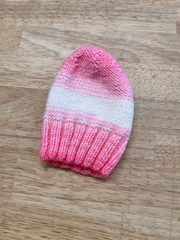 Preemie Knit Cap – Pink & White Stripe