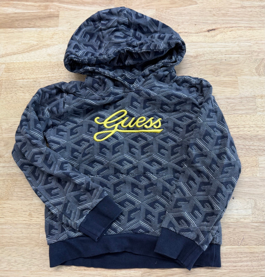 Guess Hooded Shirt – 6 | Navy Geometric Embroidered Yellow Logo