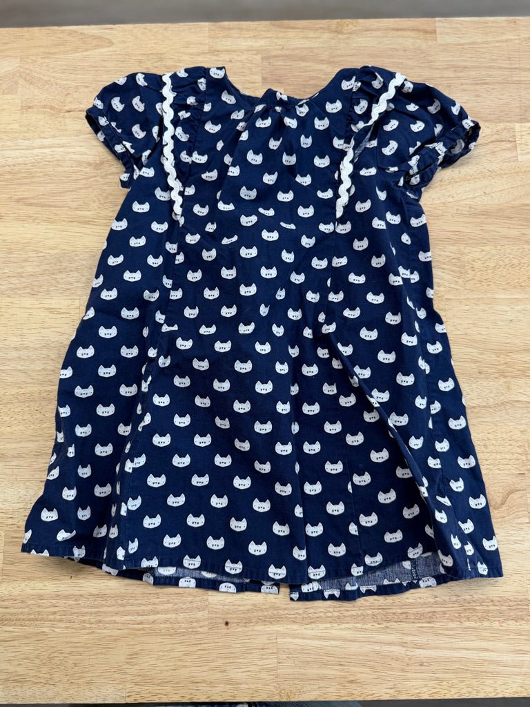 Next Dress – 18–24M (92cm) | Navy Cat Button - Back Short Sleeve - Nest and Sprout - Consignment