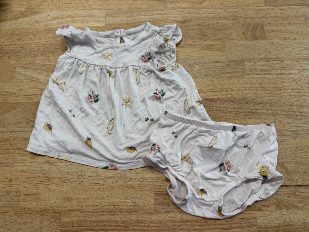 Carter's Purely Soft Pineapple Set – 18M | Cream Tropical Bloomer & Shirt
