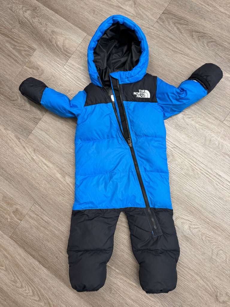 The North Face Down Bunting Snowsuit – 12–18M | Blue & Black - Nest and Sprout - Consignment
