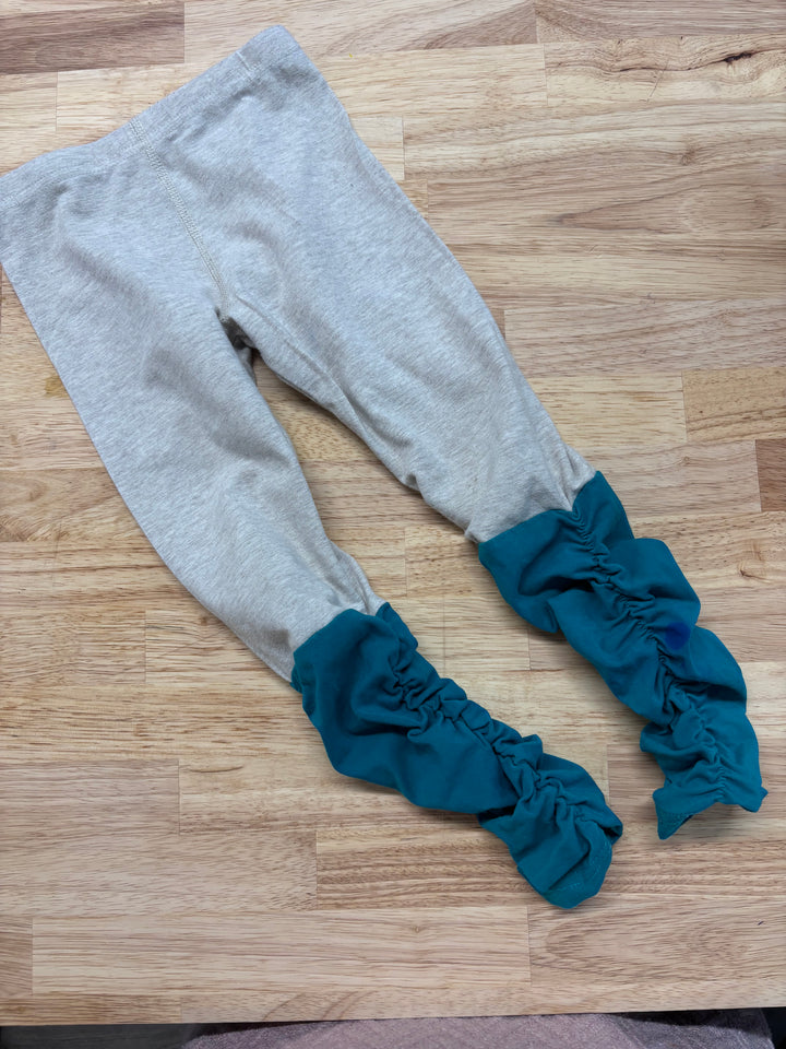 Peekaboo Beans Spirit Leggings (Size 4, Oatmeal and Teal PLAY)