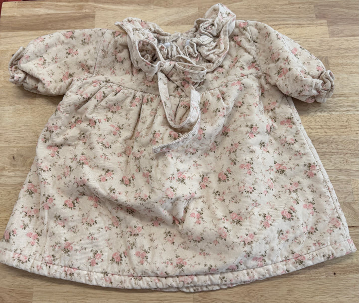 Ango Quilted Corduroy Dress – XS (2/3Y) | Beige Button-Up
