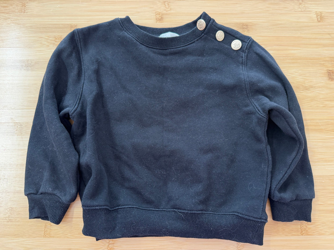 H&M Black Sweatshirt with Gold Medallion Buttons – 2–4Y