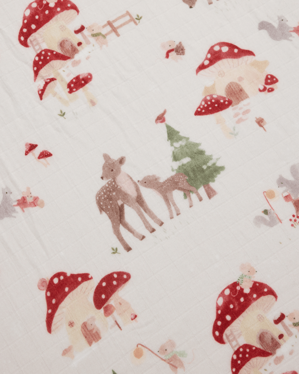 Muslin Fitted Crib Sheet - Forest Families - Nest and Sprout - Loulou Lollipop