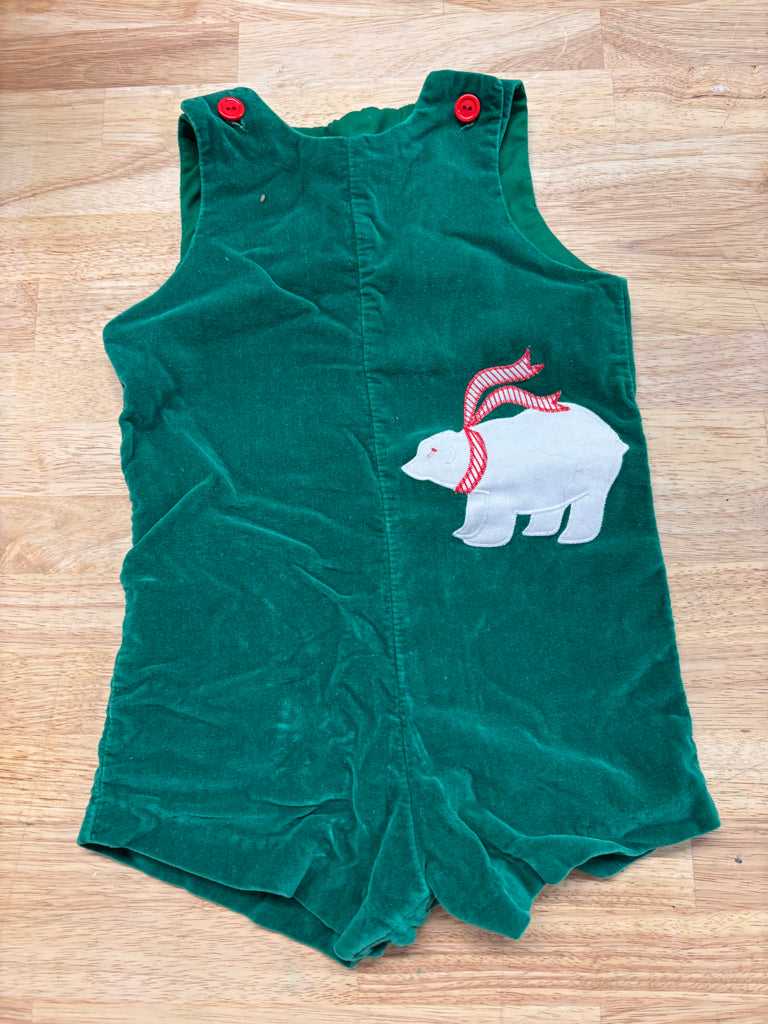 Lisa Jackson Velour Romper 3T – Green Polar Bear