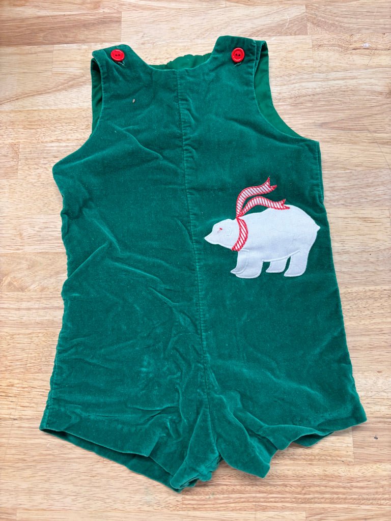 Lisa Jackson Velour Romper 3T – Green Polar Bear - Nest and Sprout - Consignment