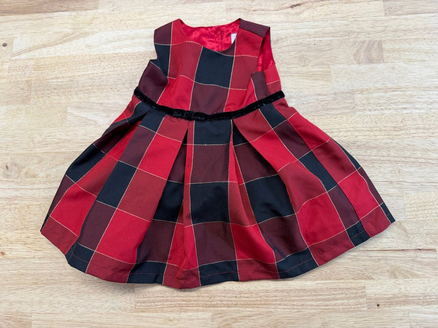 The Children's Place Christmas Dress – 9–12M | Red & Black Plaid Tulle | Holiday - Nest and Sprout - Consignment