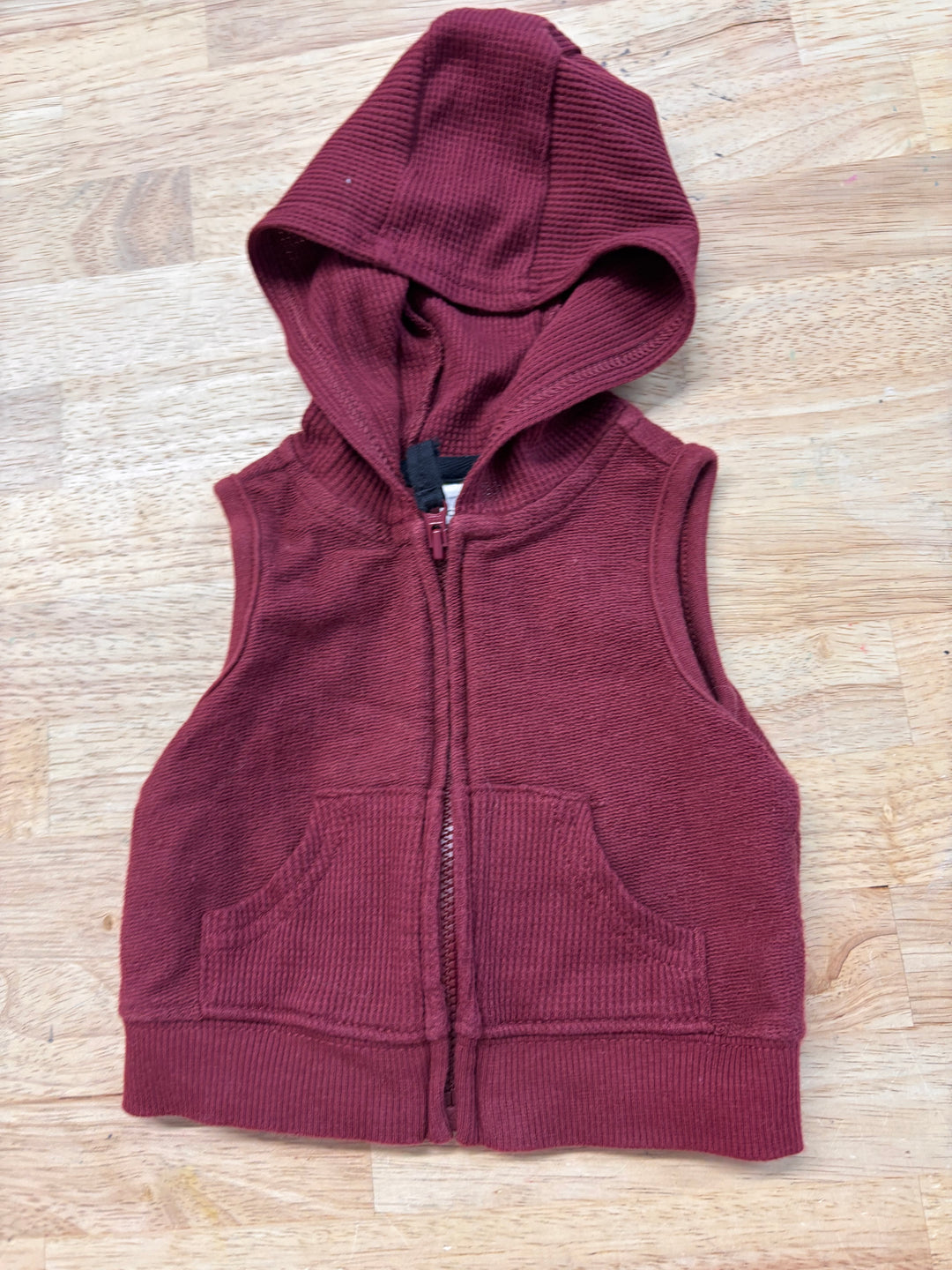 Carters Burgundy Hooded Zip Vest Newborn