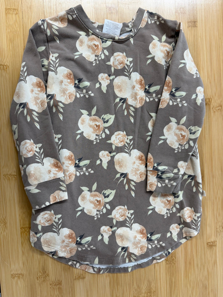 Jax & Lennon Floral Dress – 2/3 | Brown Allover Floral Organic Cotton Bamboo/Spandex