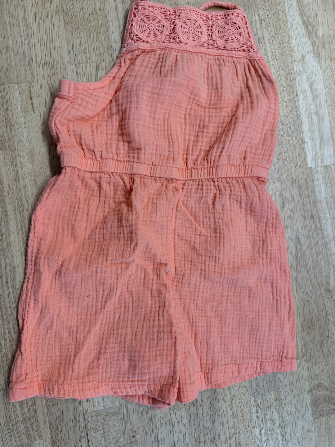 George Muslin Short Romper – 5T | Orange | Tank Top Style