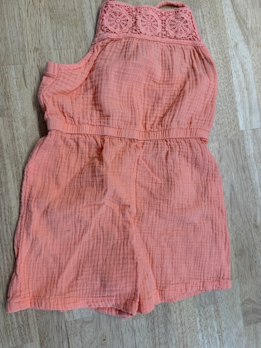 George Muslin Short Romper – 5T | Orange | Tank Top Style - Nest and Sprout-Consignment