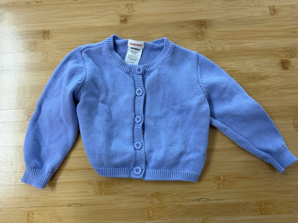 Catimini Button-Up Sweater – 18M | Light Periwinkle 100% Cotton