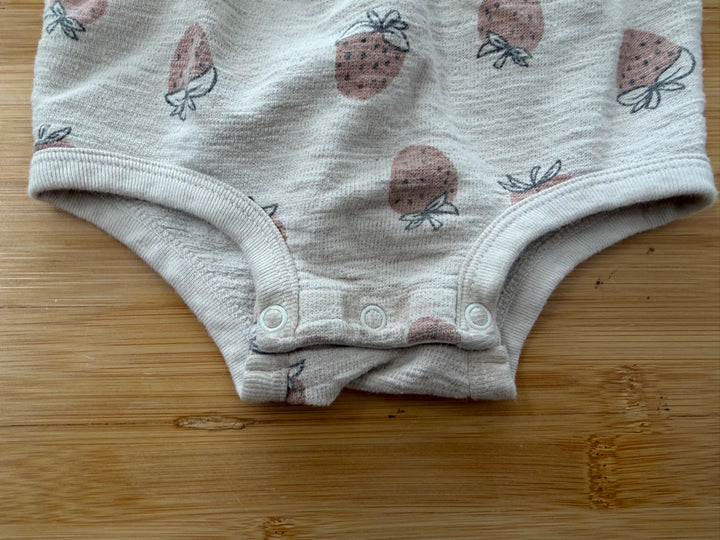 Little Planet by Carter's Bubble Romper – 12M | Beige Strawberry Sleeveless | Play