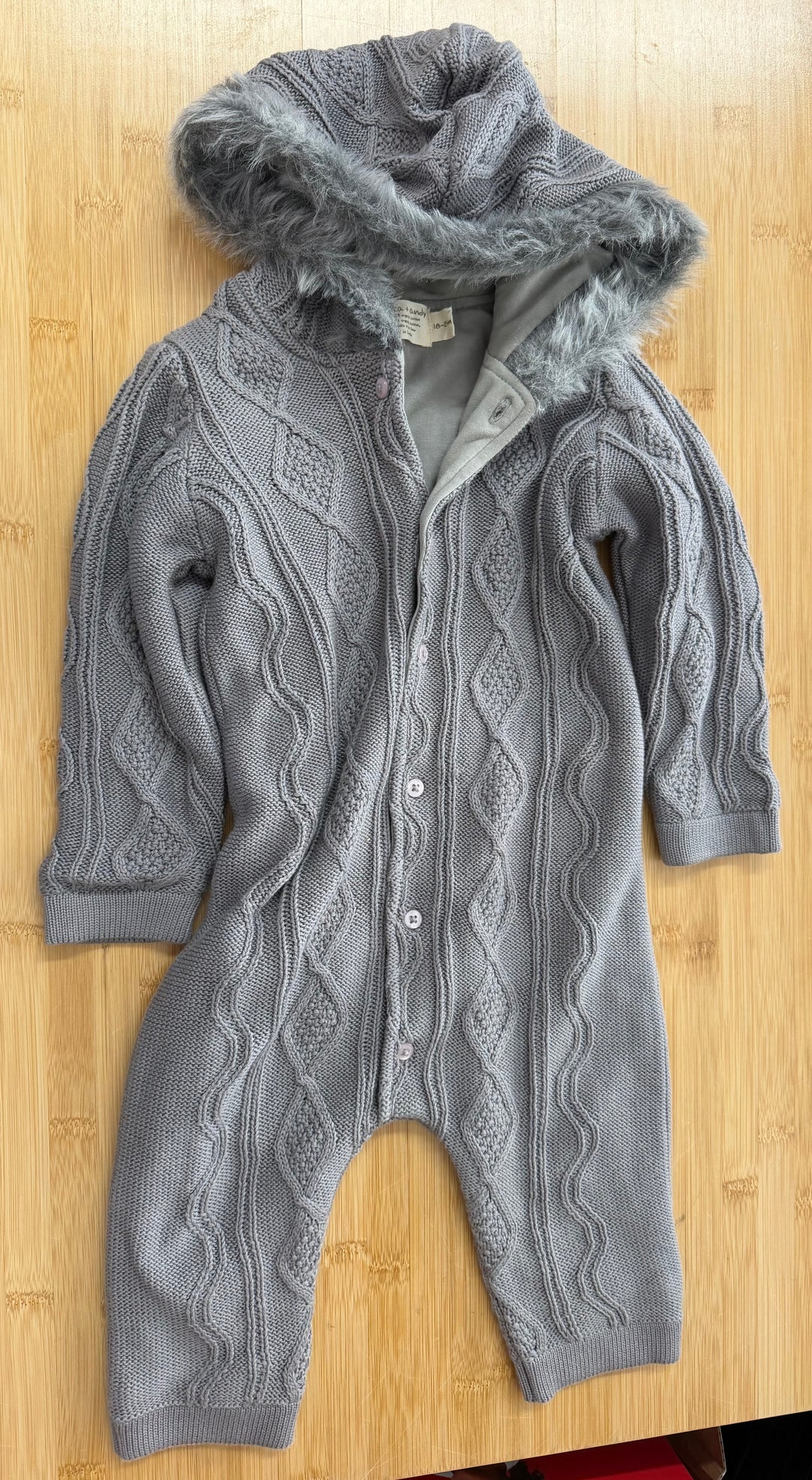 Monica and Andy Knit Romper – 18-24 M100% Organic Cotton | Button-Up Over-Outerwear