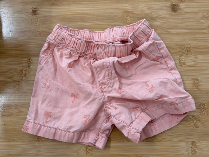 Carter's Palm Tree Shorts – 12M | Light Peach Elastic Waist