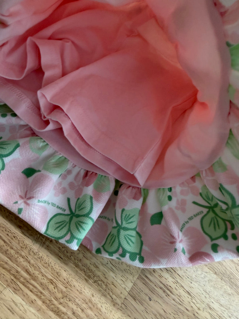 Baker by Ted Baker Three-Piece Set – 18M | Pink Floral Skirt Polo & Hat | NWT