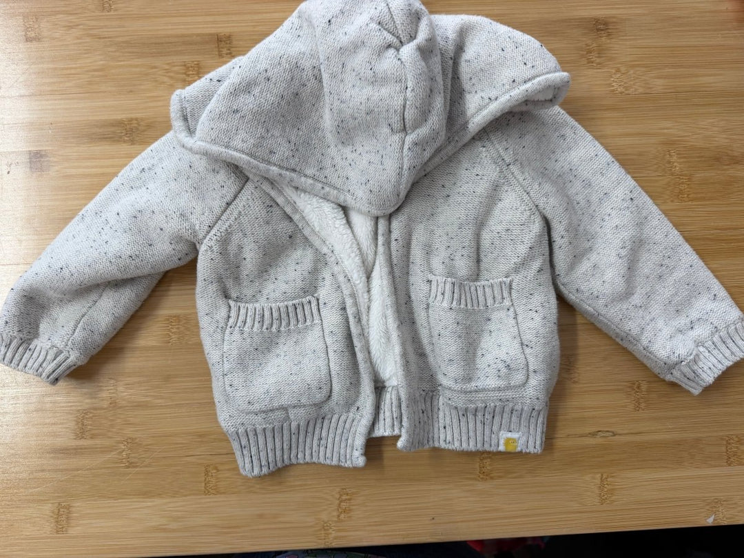 Rise Little Earth Button Up Hoodie – 12-18 Months | Plush Fleece Lined Knit