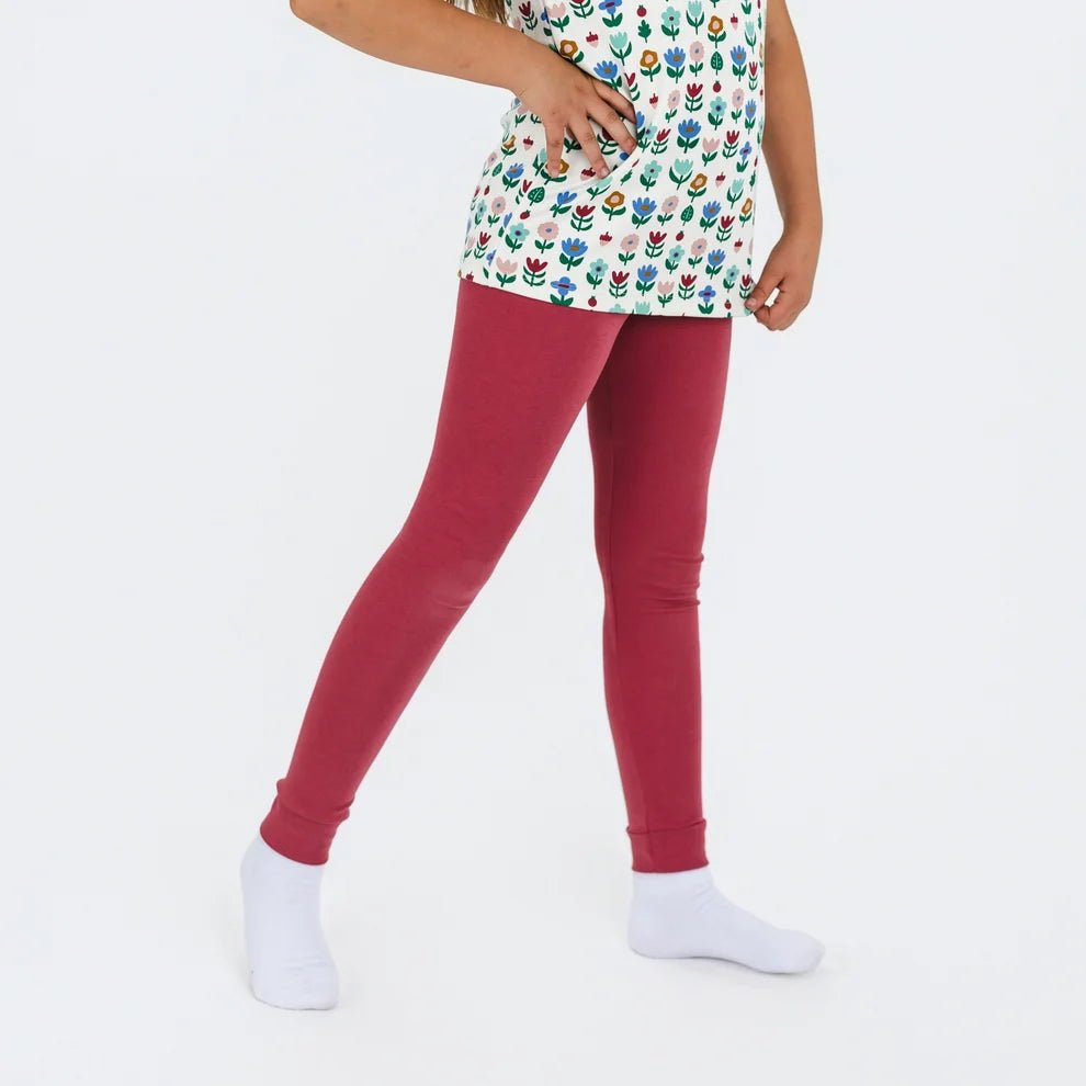 Little & Lively Youth Bamboo Leggings – Pomegranate - Nest and Sprout-Little & Lively
