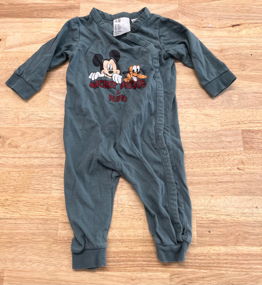 H&M 3M Green Snap Romper – Mickey & Pluto