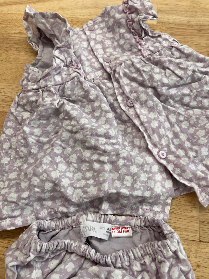 Zara 3–6M Purple Floral Dress with Diaper Cover