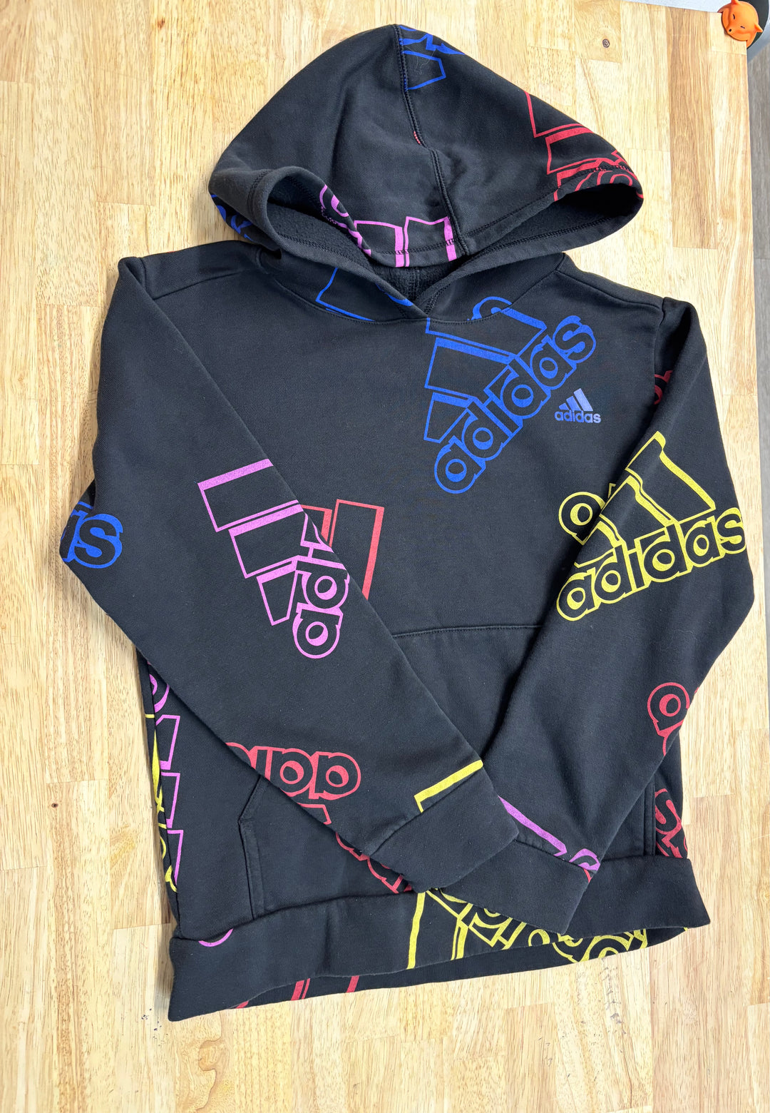 Adidas All-Over Logo Hoodie – 10–12Y