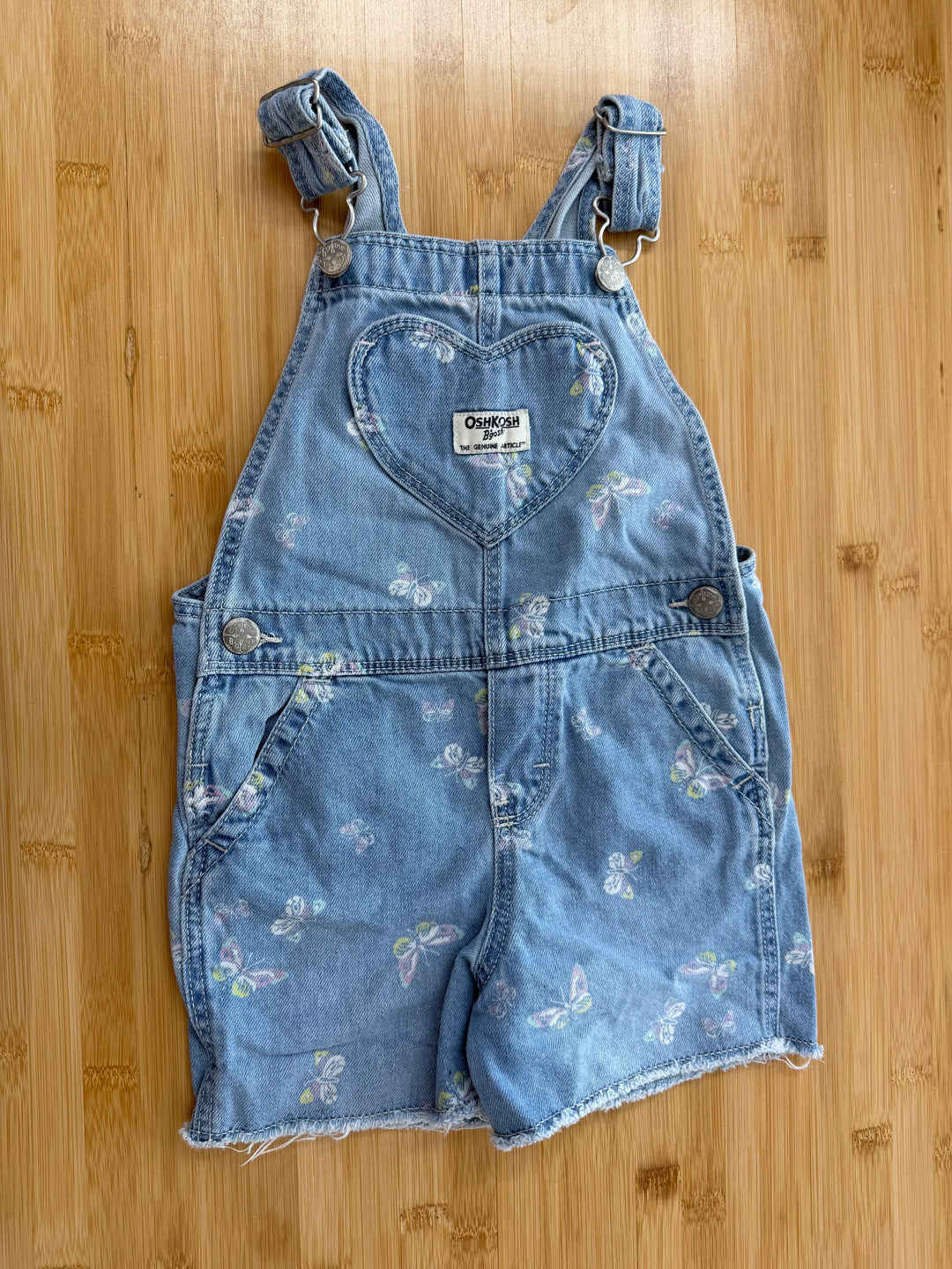 OshKosh Butterfly Denim Short Overalls – 3T