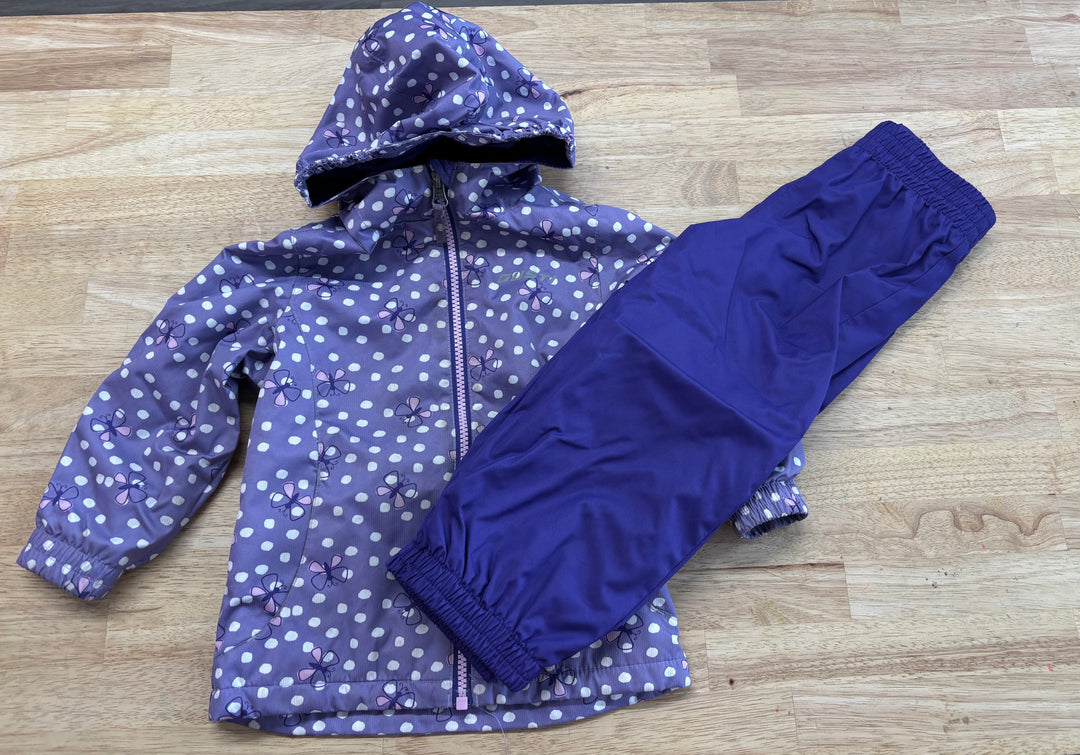 Gusti Rain Suit Set Fleece Jacket Purple Pants | Size 3T