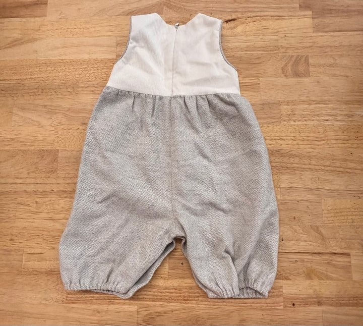 Crochette 6 Months Bubble Romper (Herringbone & White)