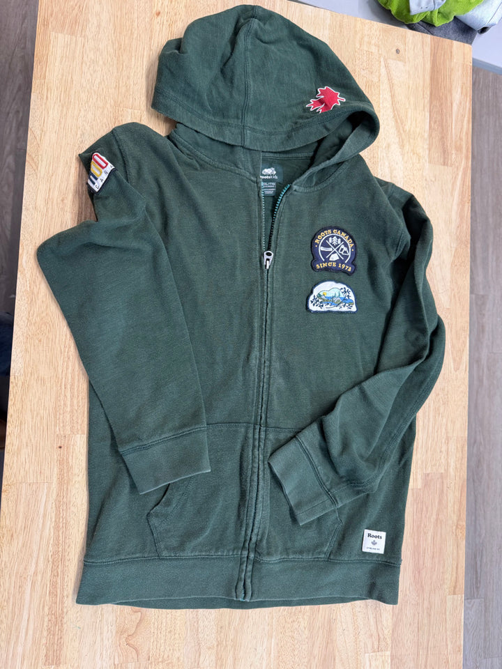 Roots Kids Zip-Up Hoodie – XXL (13–14Y) | Forest Green with Patches | Play