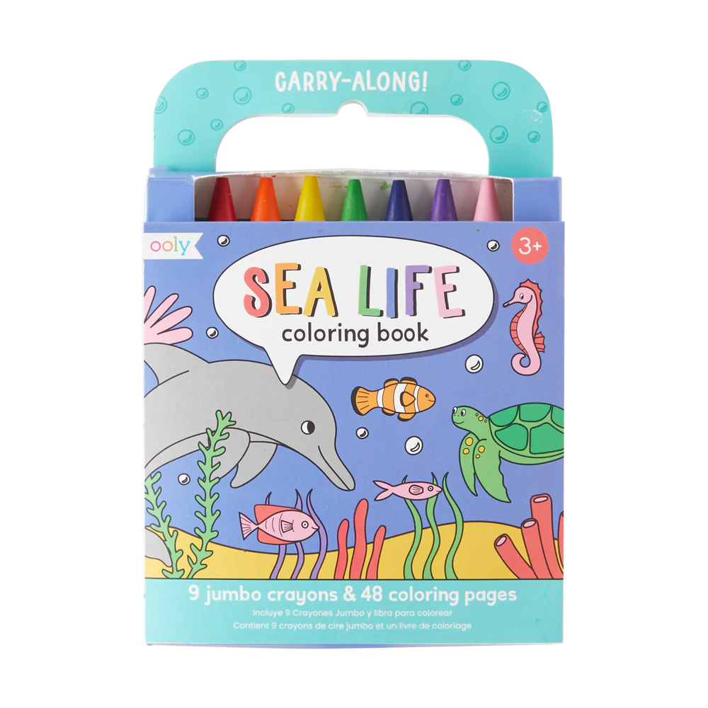 Carry Along Crayon & Coloring Book  Kit-Sea Life