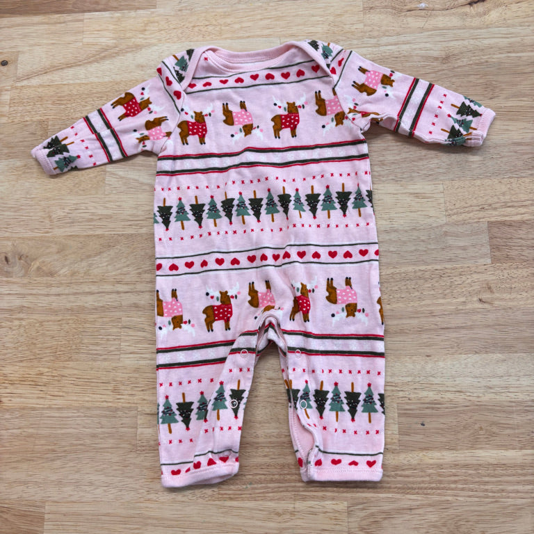Old Navy 0–3M Holiday Romper – Pink Print