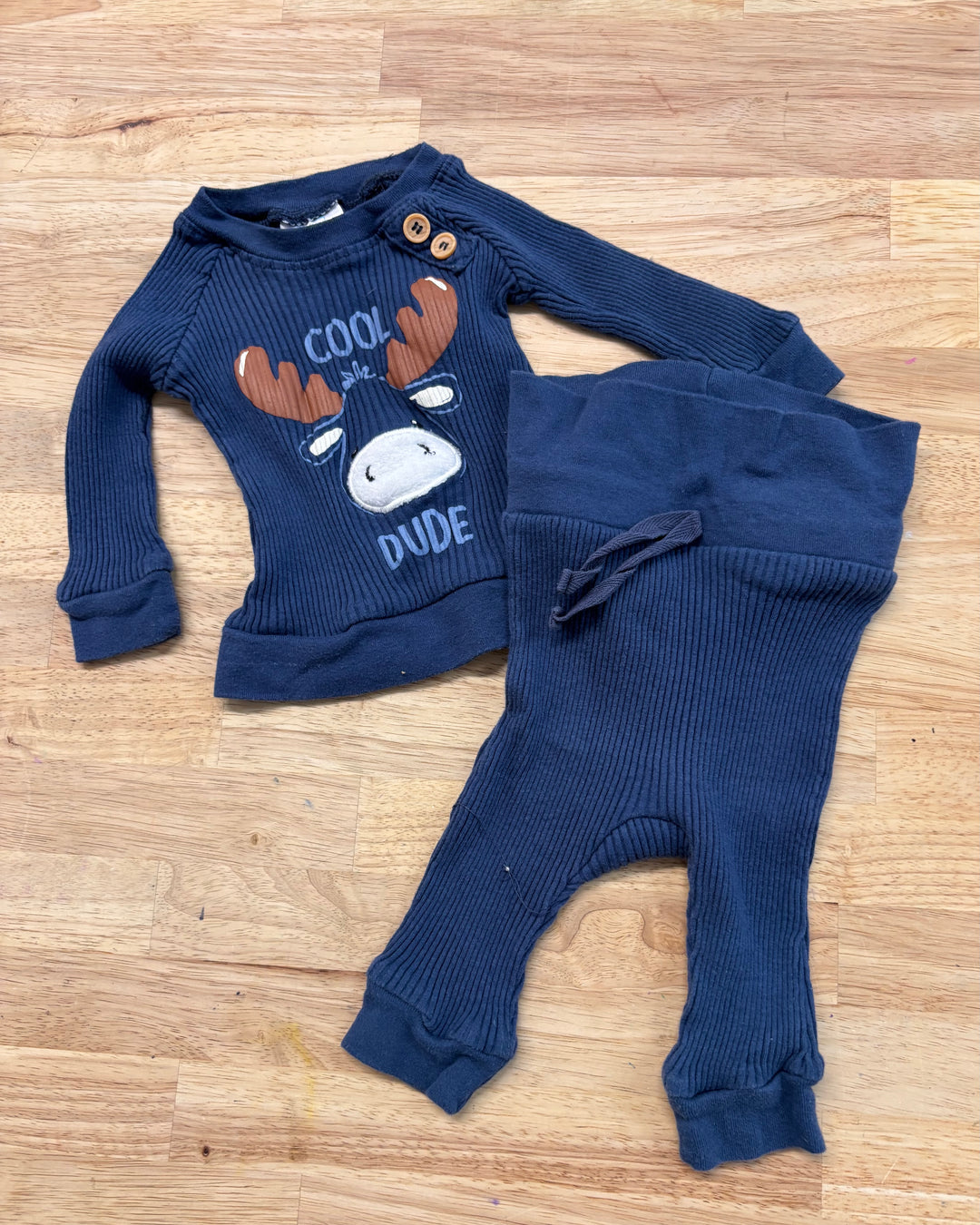 Baby Mode 0-3M Ribbed Moose Face Set