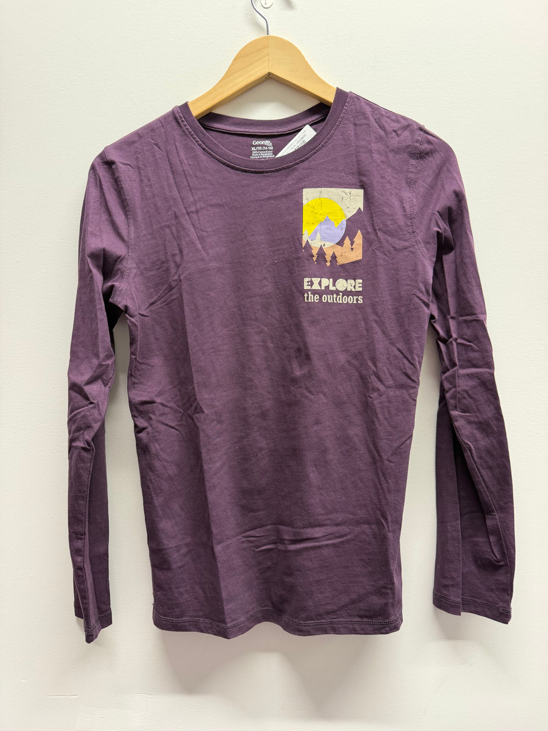 George Explore the Outdoors Shirt – 14/16 | Purple 100% Cotton Like New