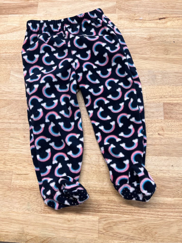 George Fleece Footed Pants – Navy Rainbow, 12 - 18 - Nest and Sprout - Consignment