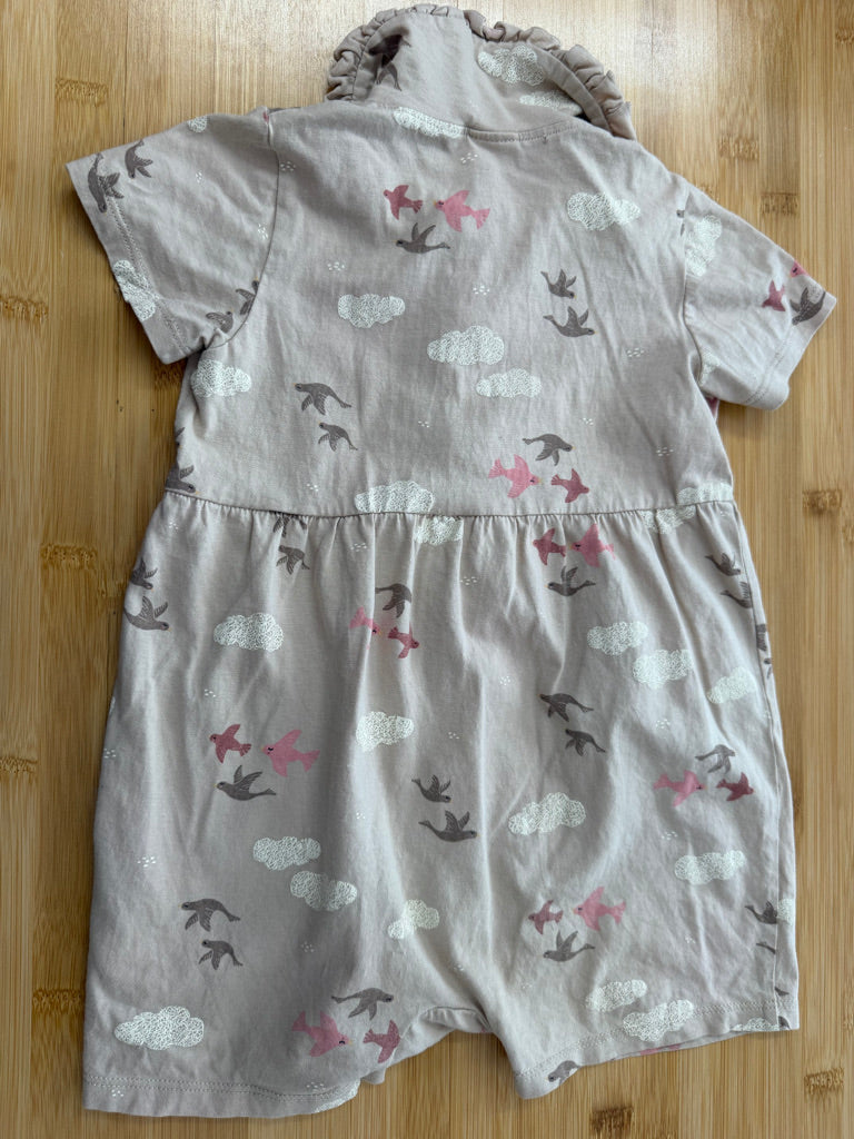 H&M Bird Print romper shorts – 2Y | Beige Collared