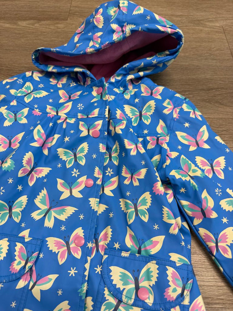 Hatley Rain Jacket – 6 | Blue Butterfly Terry Inner - Nest and Sprout-Consignment