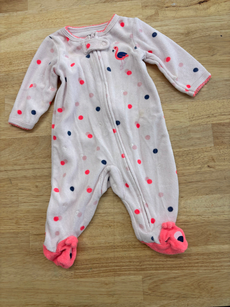 Carters Terry Cloth Sleeper – Size NB (Polka Dot, Fair Condition)