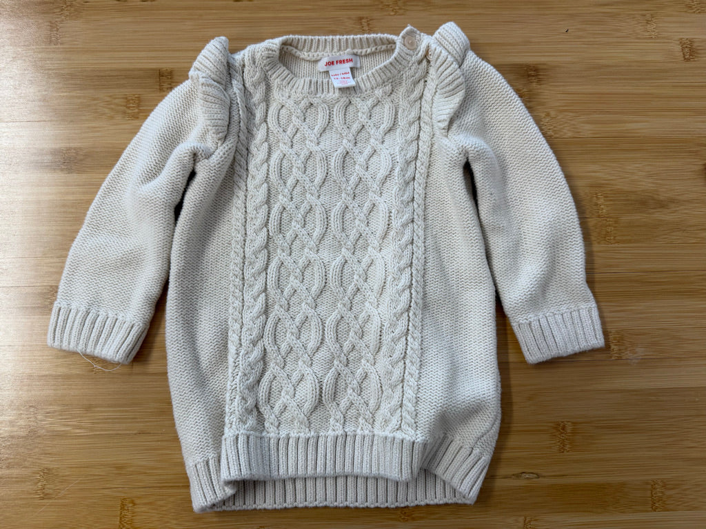 Joe Fresh Cable Knit Tunic – 12–18M | Cream Long Sleeve